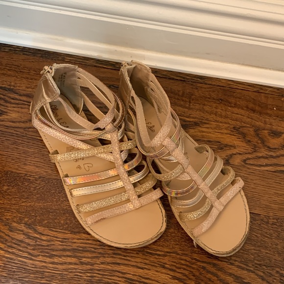 Olive and Edie Strappy Iridescent and Gold Sandals - Picture 1 of 5
